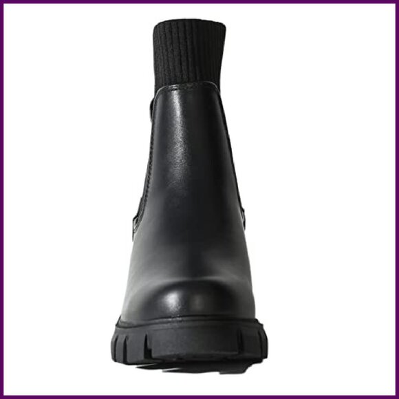 Platform Ankle Boots Elastic Chunky Block Heel Chelsea Booties Lug Sole - Picture 5 of 6